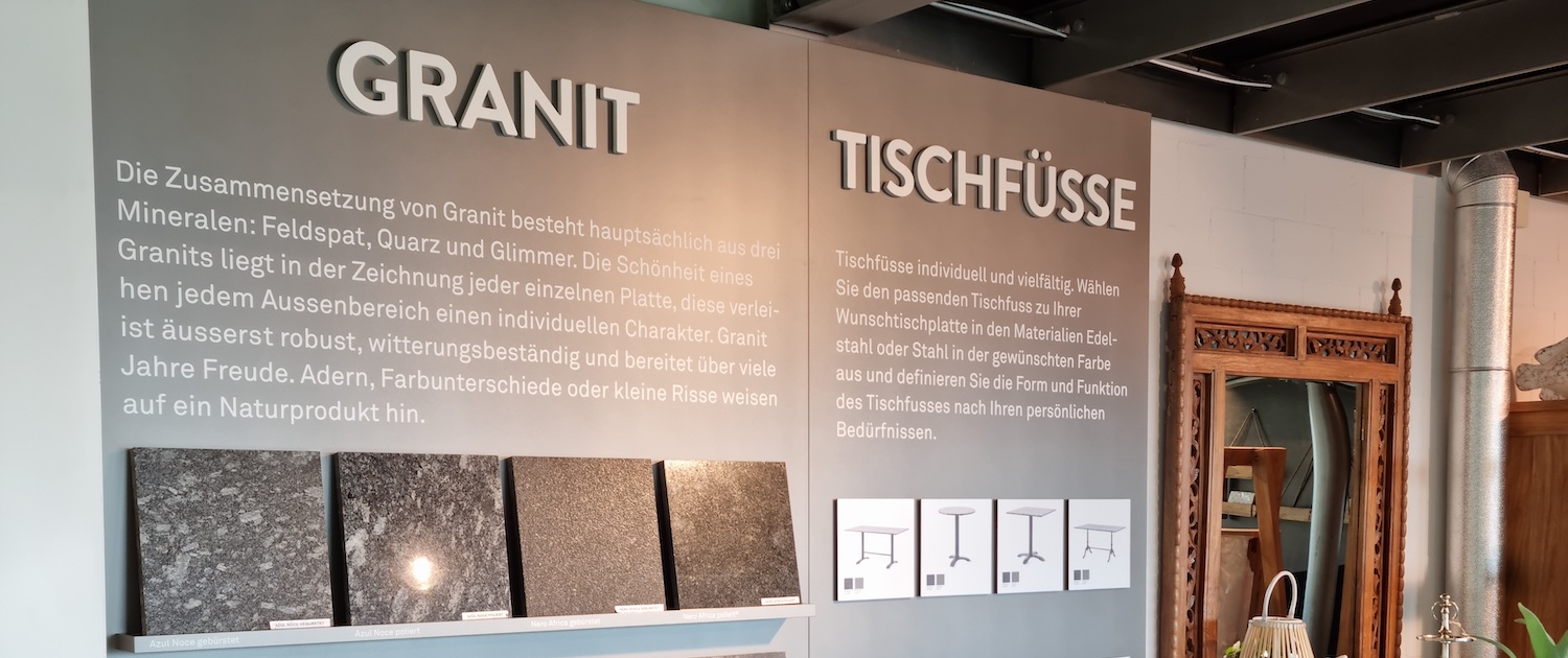 Ausstellungswand-Granit_Wagner-Schriften_Hunn-Gartenmoebel_Einzelanfertigung